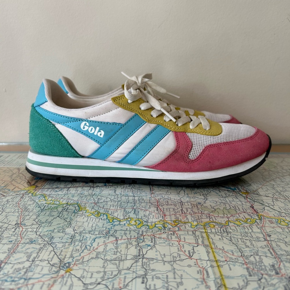 Gola Retro Sneakers with Pink and Blue Accents